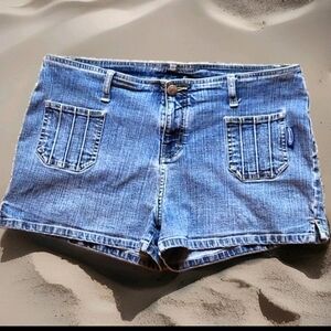 Y2K Sideout brand jean shorts Size 13 Medium wash denim
